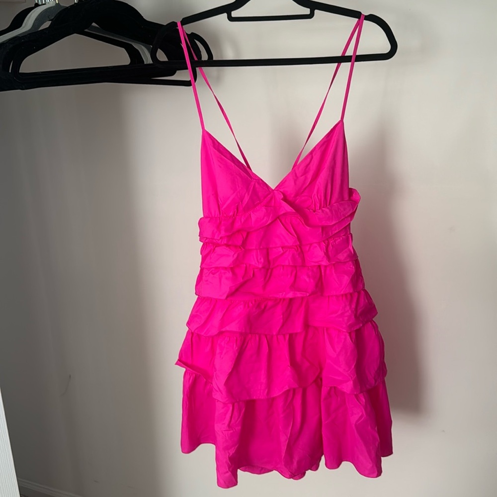 Staud Hot Pink Party Dress